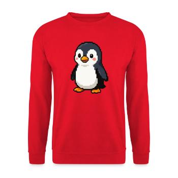 Pixel Penguin: Playful Retro Aesthetic - Unisex Sweatshirt - red - Front - Alina (178cm) & Michal (187cm)