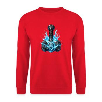 Marteau de foudre Puissance Celtique - Sweat-shirt Unisexe - rouge - Devant - Alina (178cm) & Michal (187cm)