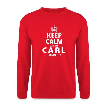 CARL: Regel das. - Unisex Pullover - Rot - Vorne - Alina (178cm) & Michal (187cm)
