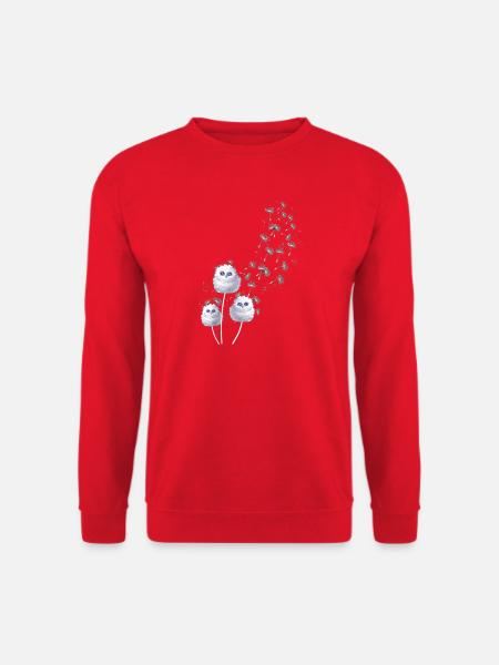 Flauschige Eulen im Löwenzahnflug - Unisex Pullover - Rot
