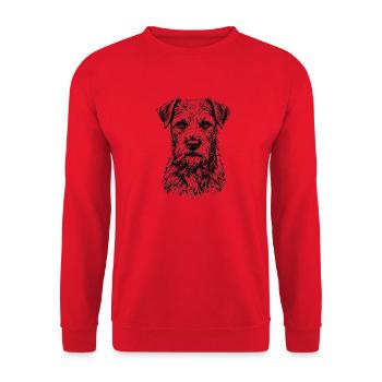Smoking Dog Terrier Zigarre Cool Hundemotiv - Unisex Pullover - Rot - Vorne - Alina (178cm) & Michal (187cm)