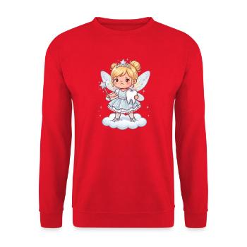 Zahnfee, mutig auf Wolke - Unisex Pullover - Rot - Vorne - Alina (178cm) & Michal (187cm)