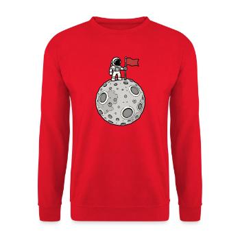 Mond Landung Astronaut Flagge Weltraum Vektor Shir - Unisex Pullover - Rot - Vorne - Alina (178cm) & Michal (187cm)