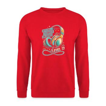 Level 13 Kopfhörer Offizieller Teenager - Unisex Pullover - Rot - Vorne - Alina (178cm) & Michal (187cm)