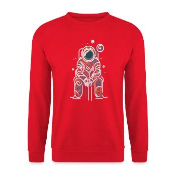 Kosmische Liebe - Linien-Astronaut - Unisex Pullover - Rot - Vorne - Alina (178cm) & Michal (187cm)