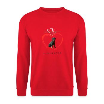Dobermann unkuped. I have a Doberman - Unisex Sweatshirt - red - Front - Alina (178cm) & Michal (187cm)