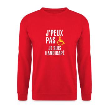 J'peux pas je suis handicapé - Sweat-shirt Unisexe - rouge - Devant - Alina (178cm) & Michal (187cm)