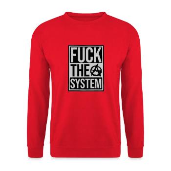 Shield fuck the system - Unisex Sweatshirt - red - Front - Alina (178cm) & Michal (187cm)
