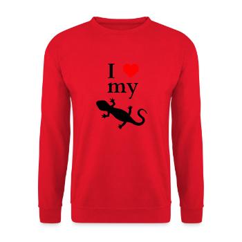 Leopard Gecko Liebe Love Reptilien - Unisex Pullover - Rot - Vorne - Alina (178cm) & Michal (187cm)
