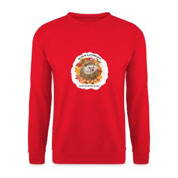 Ich habe mein Krafttier gefunden - Igel - Unisex Pullover - Rot - Vorne - Alina (178cm) & Michal (187cm)