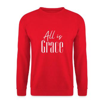 all is grace - Sweat-shirt Unisexe - rouge - Devant - Alina (178cm) & Michal (187cm)