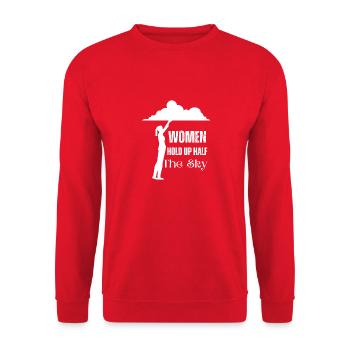 Women Hold Up Half The Sky White Design - Unisex Sweatshirt - red - Front - Alina (178cm) & Michal (187cm)