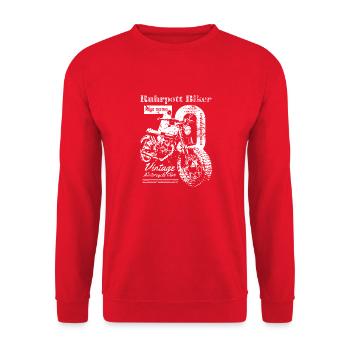 Ruhrpott Biker Vintage - Unisex Pullover - Rot - Vorne - Alina (178cm) & Michal (187cm)