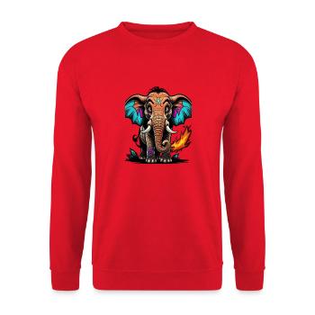 Graffiti Elefant - Unisex Pullover - Rot - Vorne - Alina (178cm) & Michal (187cm)