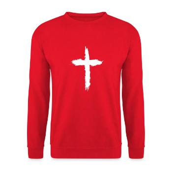 Cross White - Unisex Sweatshirt - red - Front - Alina (178cm) & Michal (187cm)