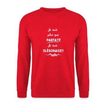 Je suis plus que parfaite je suis Oléronaise blanc - Sweat-shirt Unisexe - rouge - Devant - Alina (178cm) & Michal (187cm)