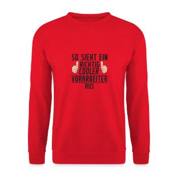 Vorarbeiter | lustige | Kollege | Teamleiter - Unisex Pullover - Rot - Vorne - Alina (178cm) & Michal (187cm)