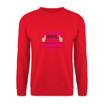 Optikerin | Spruch Humor | | Augenoptik - Unisex Pullover - Rot - Vorne - Alina (178cm) & Michal (187cm)