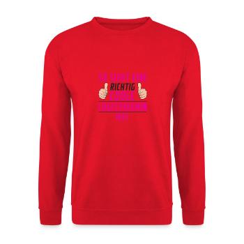 Logistikerin | Kaffee Becher Spruch | Logistik - Unisex Pullover - Rot - Vorne - Alina (178cm) & Michal (187cm)