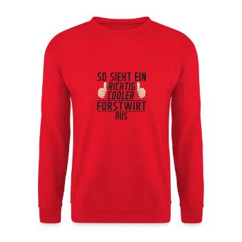 Forstwirt | Spruch | Waldarbeiter | lustig - Unisex Pullover - Rot - Vorne - Alina (178cm) & Michal (187cm)