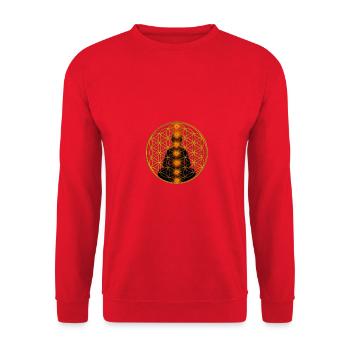 Flower of Life Meditation Chakras - Unisex Sweatshirt - red - Front - Alina (178cm) & Michal (187cm)