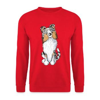 Süßer Sheltie - Shelties - Shetland Sheepdog - Dog - Unisex Pullover - Rot - Vorne - Alina (178cm) & Michal (187cm)