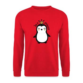 Cute Penguin Queen Design - Unisex Sweatshirt - red - Front - Alina (178cm) & Michal (187cm)