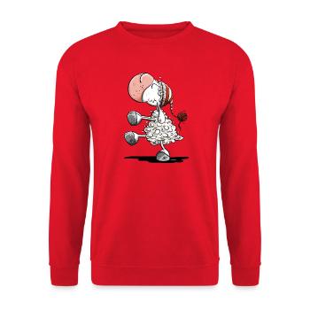 Sleepwalker sheep with sleeping cap - Unisex Sweatshirt - red - Front - Alina (178cm) & Michal (187cm)