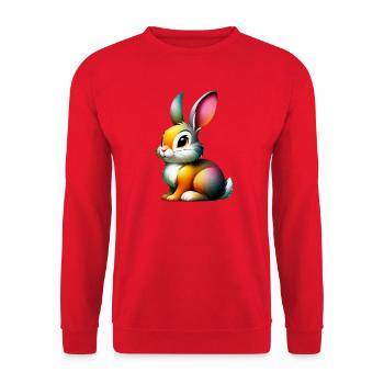 Kaninchen - Unisex Pullover - Rot - Vorne - Alina (178cm) & Michal (187cm)
