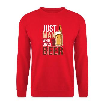 Just Man Who Loves Beer - Unisex Pullover - Rot - Vorne - Alina (178cm) & Michal (187cm)