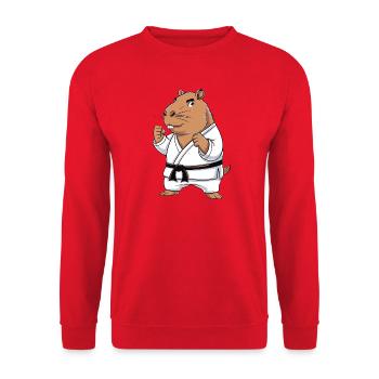 Karate Hamster in Gi - Unisex Sweatshirt - red - Front - Alina (178cm) & Michal (187cm)