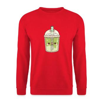 Süßer eisgekühlter Matcha Latte - Unisex Pullover - Rot - Vorne - Alina (178cm) & Michal (187cm)