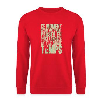 COOL SAYING FOR MULTILINGUALS, INTERNATIONAL - Unisex Sweatshirt - red - Front - Alina (178cm) & Michal (187cm)