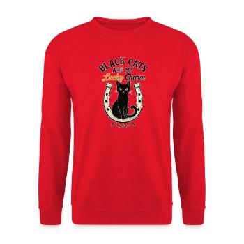 Porte-bonheur du Chat Noir Cadeau du Porte-bonheur - Sweat-shirt Unisexe - rouge - Devant - Alina (178cm) & Michal (187cm)