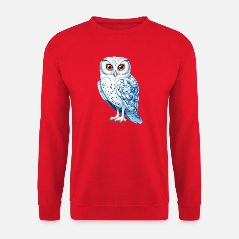 Snow White Blue Owl Drawing - Unisex Sweatshirt - red