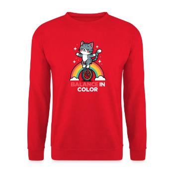 Cat balance on rainbow - Unisex Sweatshirt - red - Front - Alina (178cm) & Michal (187cm)