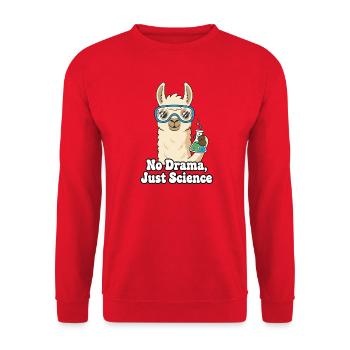 No drama, just science lama - Unisex Sweatshirt - red - Front - Alina (178cm) & Michal (187cm)
