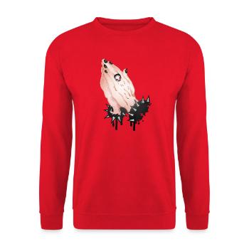 Gothic Praying Hands with Skull Ring - Unisex Sweatshirt - red - Front - Alina (178cm) & Michal (187cm)