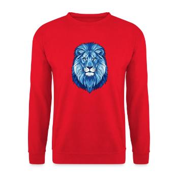 Blue Geometric Lion - Unisex Sweatshirt - red - Front - Alina (178cm) & Michal (187cm)