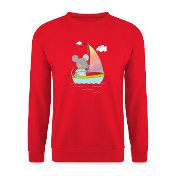 souris naviguant joyeusement sur un bateau coloré - Sweat-shirt Unisexe - rouge - Devant - Alina (178cm) & Michal (187cm)
