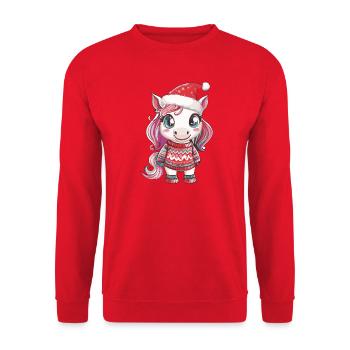 Unicorn Christmas - Unisex Sweatshirt - red - Front - Alina (178cm) & Michal (187cm)