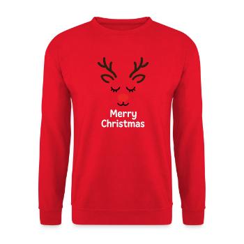 Deer Rudolph Merry Christmas sweet - Unisex Sweatshirt - red - Front - Alina (178cm) & Michal (187cm)