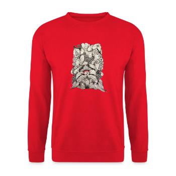 Schwarzweiß Pflanzenswirbel - Unisex Pullover - Rot - Vorne - Alina (178cm) & Michal (187cm)