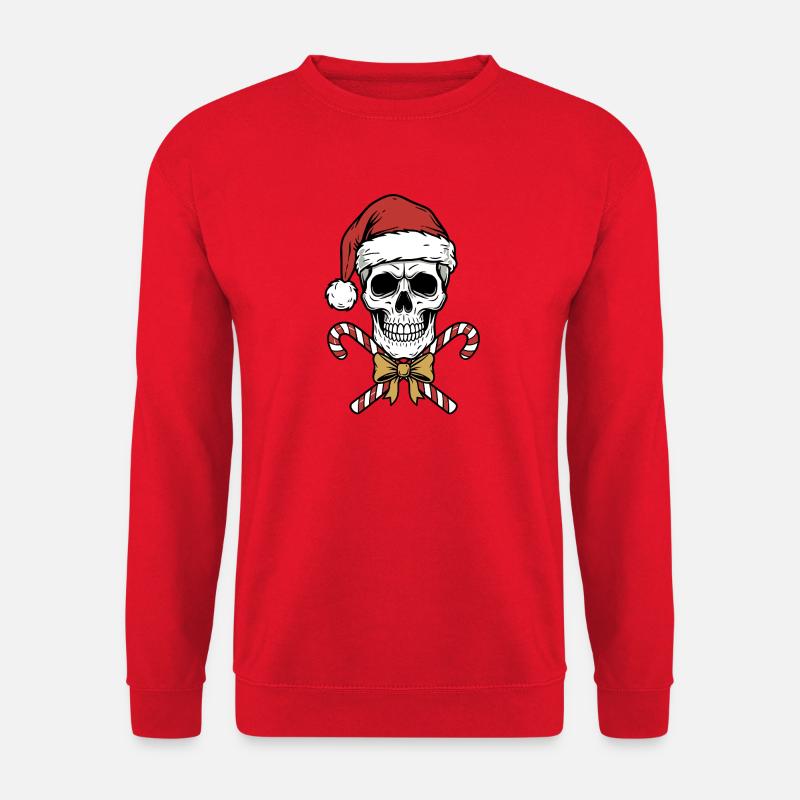 Weihnachts-Schädel mit Zuckerstangen - Unisex Pullover - Rot