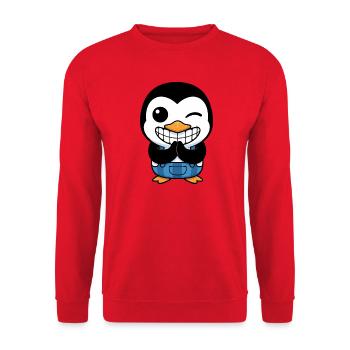 Cute Cartoon Penguin Smile Artfully Funny - Unisex Sweatshirt - red - Front - Alina (178cm) & Michal (187cm)