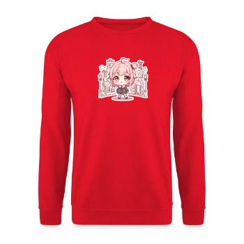 Pastellkawaii Stadtmädchen - Unisex Pullover - Rot - Vorne - Alina (178cm) & Michal (187cm)
