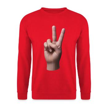 PEACE HAND #2 - peace & love - Sweat-shirt Unisexe - rouge - Devant - Alina (178cm) & Michal (187cm)