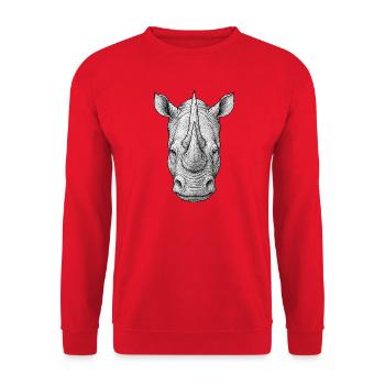 Rhino Linen Style Head Detail Drawing - Unisex Sweatshirt - red - Front - Alina (178cm) & Michal (187cm)