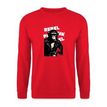 Rebellious Monkey on the motor - Unisex Sweatshirt - red - Front - Alina (178cm) & Michal (187cm)