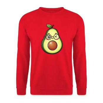 Avocado with Glasses Wink - Unisex Sweatshirt - red - Front - Alina (178cm) & Michal (187cm)